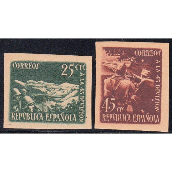 España Spain 787/88A 1938 Homenaje a la División 43 Civil War Military Imperforate SD MNH