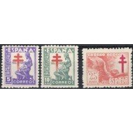 España Spain 1008/10 1946 Pro Tubercolisis Cruz de Lorena MNH