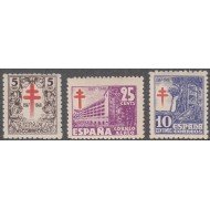 España Spain 1017/19 1947 Pro Tubercolisis Cruz de Lorena MNH
