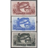 España Spain 1063/65 1949 Aniversario UPU Mapa Mundi MNH