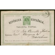 España Spain Entero Postal 2v  Vuelta 1874 Zaragoza a Barcelona