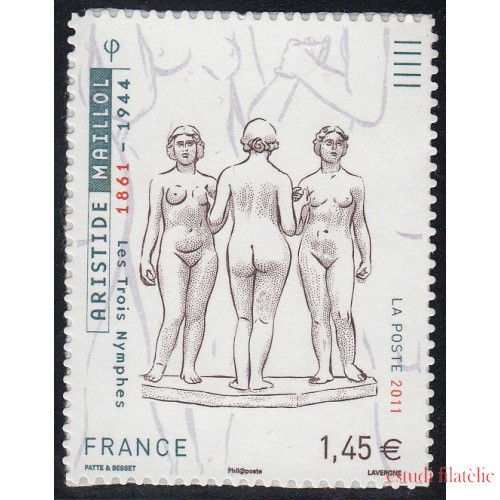 France Francia Autoadhesivos 634 2011 Serie artística  Las tre Ninfas  Aristide Maillol Lujo