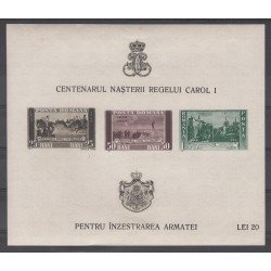 Rumanía - 3 S/D 1939 - 40 Centenario Carlos I Hojita nueva sin fijasellos MNH Sombras Rumanía - 3 S/D 1939 - 40 Centenario Carlos I Hojita nueva sin fijasellos MNH Sombras