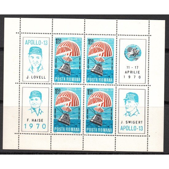 Rumanía - 78 1970 Apolo XIII Nueva, sin fijasellos MNH Rumanía - 78 1970 Apolo XIII Nueva, sin fijasellos MNH