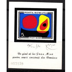 PI1 Rumanía Roumania Nº 81 HB 1970 Joan Miró Nueva, sin fijasellos MNH PI1 Rumanía Roumania Nº 81 HB 1970 Joan Miró Nueva, sin fijasellos MNH