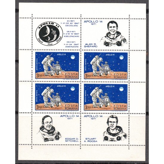 AST/S Rumanía Romania HB 83 1971 Apolo XIV Nueva, sin fijasellos AST/S Rumanía Romania HB 83 1971 Apolo XIV Nueva, sin fijasellos