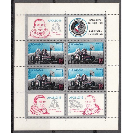 Rumanía - 89 1971 Apolo XV Nueva sin fijasellos MNH Rumanía - 89 1971 Apolo XV Nueva sin fijasellos MNH