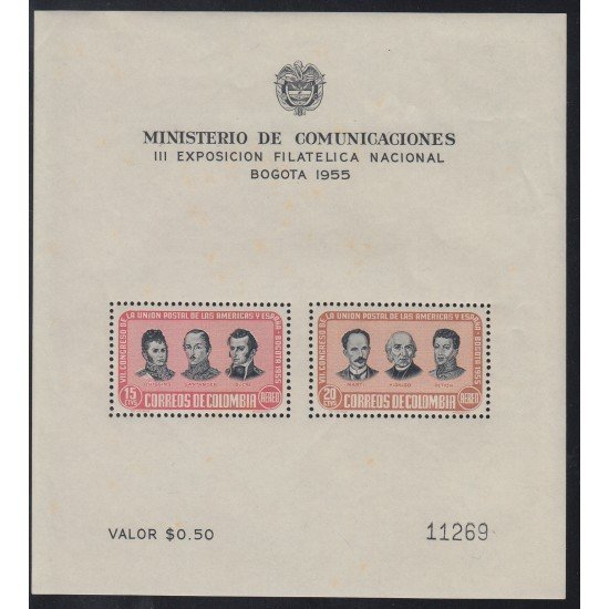 Colombia HB 13 1955 Exposición Filatélica Bogotá MNH Colombia HB 13 1955 Exposición Filatélica Bogotá MNH
