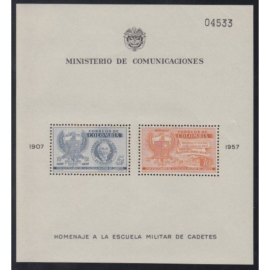 Colombia HB 14 1957 Escuela Militar de Cadetes MNH Colombia HB 14 1957 Escuela Militar de Cadetes MNH