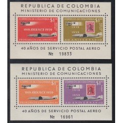 Colombia HB 15/16 1959/60 40 Años Correo Aéreo Avión MNH Colombia HB 15/16 1959/60 40 Años Correo Aéreo Avión MNH
