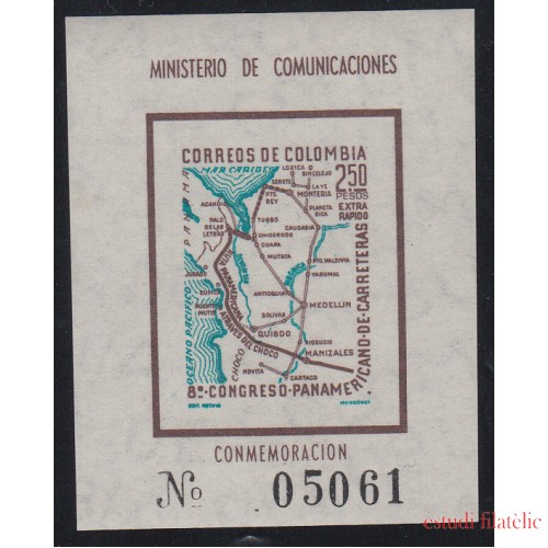 Colombia HB 18 1960 Ministerio de Comunicaciones Mapa MNH