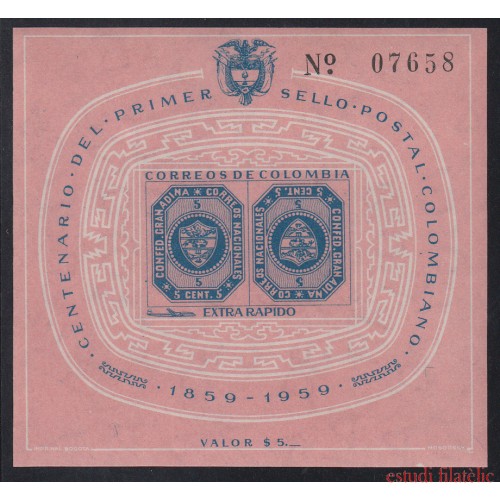 Colombia HB 17 1960 Centenario del sello colombiano  MNH