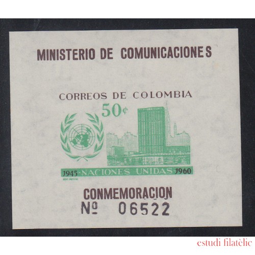 Colombia HB 21 1960 Ministerio de Comunicaciones Naciones Unidas MNH