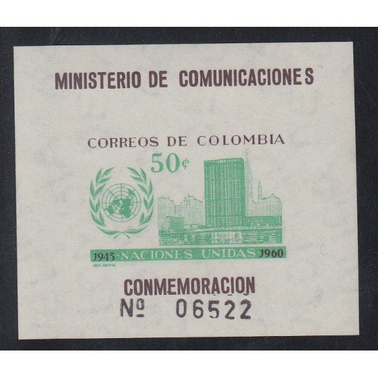 Colombia HB 21 1960 Ministerio de Comunicaciones Naciones Unidas MNH Colombia HB 21 1960 Ministerio de Comunicaciones Naciones Unidas MNH