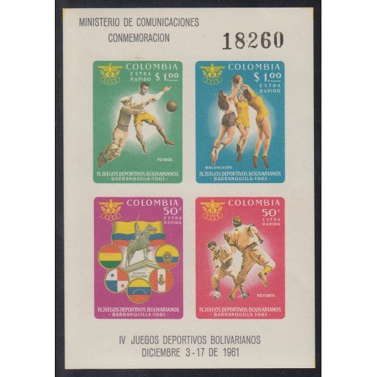 Colombia HB 25 1961 IV Juegos Deportivos MNH Colombia HB 25 1961 IV Juegos Deportivos MNH