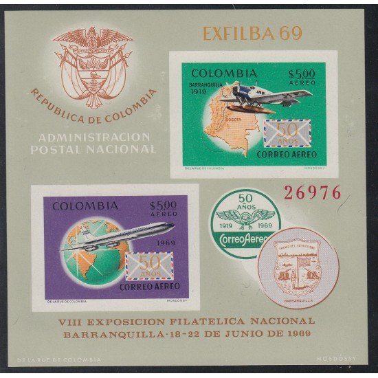 Colombia HB 30 1969 Ex. Filatélica Barranquilla Avión MNH Colombia HB 30 1969 Ex. Filatélica Barranquilla Avión MNH