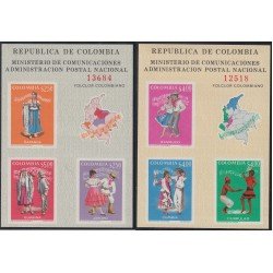 Colombia HB 32/33 1971 Folklore bailes y trajes colombianos MNH Colombia HB 32/33 1971 Folklore bailes y trajes colombianos MNH