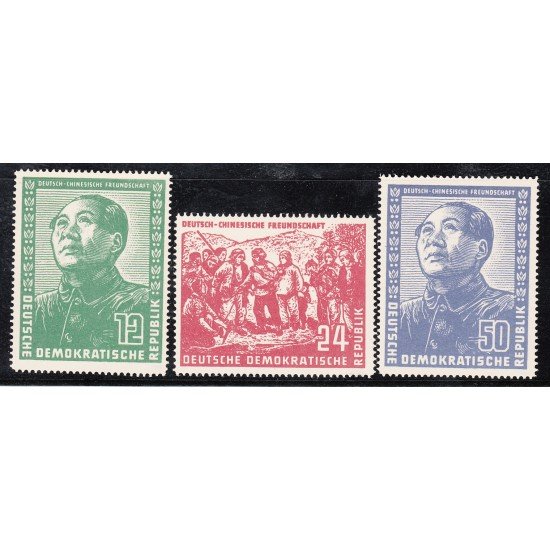 DDR GERMANY ALEMANIA ORIENTAL 38/40 1951 Amistad germano - china MAO Nuevos sin fijasellos MNH DDR GERMANY ALEMANIA ORIENTAL 38/40 1951 Amistad germano - china MAO Nuevos sin fijasellos MNH
