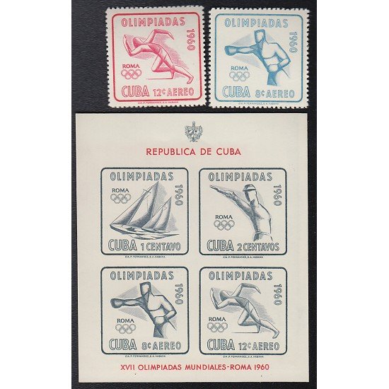 DEP1/S Cuba A- 212/13+ HB 17 1960 JJOO Roma Deportes Nuevas sin fijasellos MNH DEP1/S Cuba A- 212/13+ HB 17 1960 JJOO Roma Deportes Nuevas sin fijasellos MNH