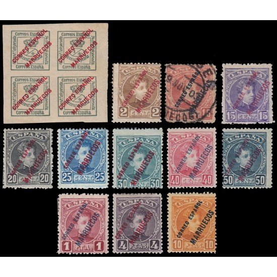 Marruecos Morocco 1/13 1903  1909 Alfonso XIII Corona real Falta valor 3  Valor 4 es Usado MH