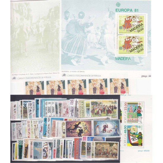 Tema Europa 1981 Año Completo 71 Sellos + 4 HB Tema Europa 1981 Año Completo 71 Sellos + 4 HB
