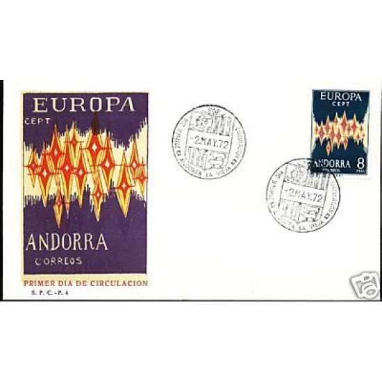 Andorra española 72 1972  Europa CEPT SPD  Sobre Primer Día