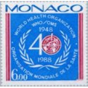 Monaco - 1636 - 1988 40º Aniv. de la OMS-emblema-Lujo