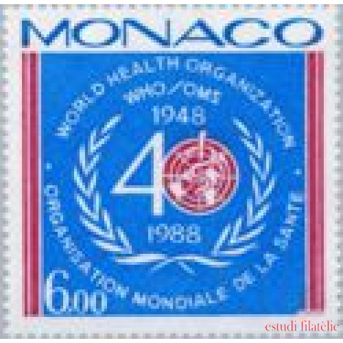 Monaco - 1636 - 1988 40º Aniv. de la OMS-emblema-Lujo