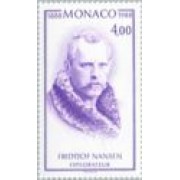 Monaco - 1640  - C - 1988 Cent. de la 1ª  travesía de Groenlandia-retrato del explorador Nansen-Lujo