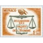 Monaco - 661 - 1964 15º Aniv. declaración de los derechos humanos Lujo