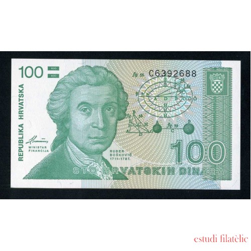 Croacia 100 Dinars 1991 Billete Banknote Sin Circular