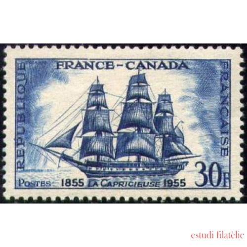 France Francia Nº 1035 1955 5º Cent. de la amistad franco-canadiense - Fragata La Caprichosa- Lujo