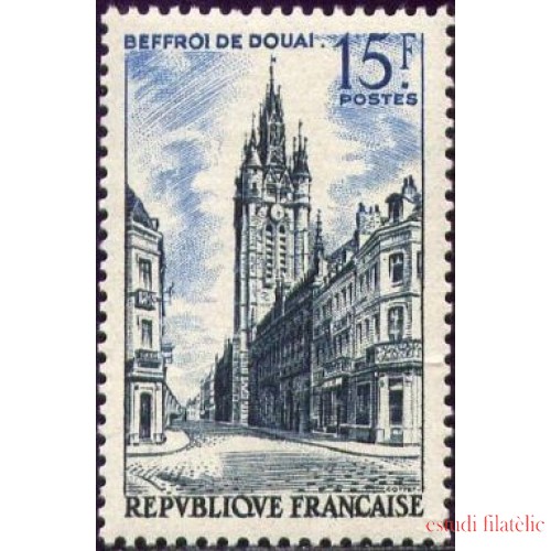 France Francia Nº  1051 1956 Campanario de Douai  Lujo