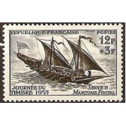 France Francia Nº 1093 1957 Día del sello -Barco- Lujo