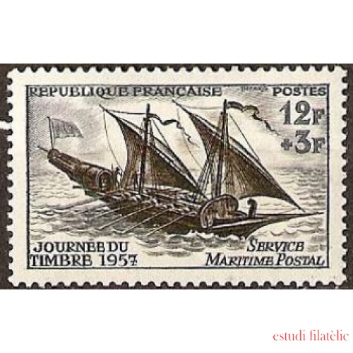 France Francia Nº 1093 1957 Día del sello -Barco- Lujo