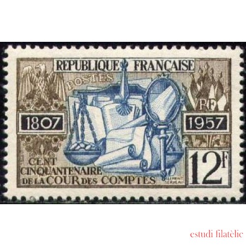 France Francia  Nº 1107 1957 150º Aniv. del Tribunal de Cuentas Lujo