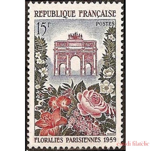 France Francia Nº 1189 1959 Florales parisinos Lujo