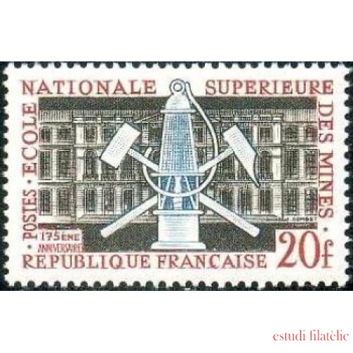 France Francia Nº 1197 1959 175º Aniv. de la escuela de mineros (París) Lujo
