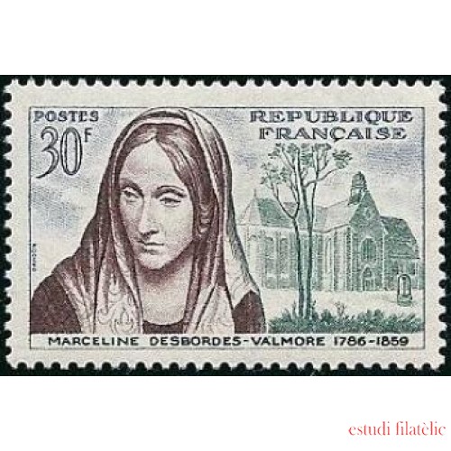 France Francia Nº 1214 1959 Cent. de la muerte de Marceline Desbordes-Balmore Lujo