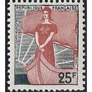 France Francia Nº 1216 1959 Marianne en la nave  Lujo
