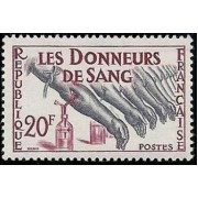 TEN/S  France Francia  Nº 1220 1959 Homenaje a los donantes de sangre Lujo