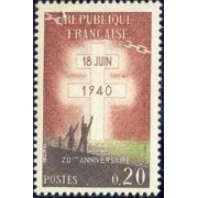 France Francia Nº 1264 1960 20º Aniv. de la llamada del General de Gaulle Lujo