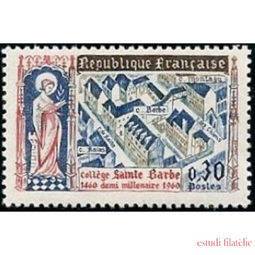 France Francia Nº 1280 1960 5º Cent. del colegio de Ste.-Barbe (París) Lujo