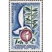 France Francia Nº 1292 1961 Reuniónn en París de la Federación mundial de viejos combatientes Lujo