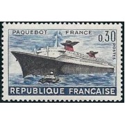 France Francia Nº  1325 1962 Primer viaje del barco France Lujo