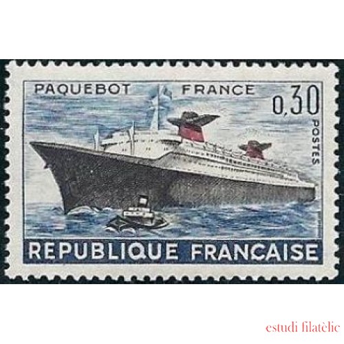 France Francia Nº  1325 1962 Primer viaje del barco France Lujo