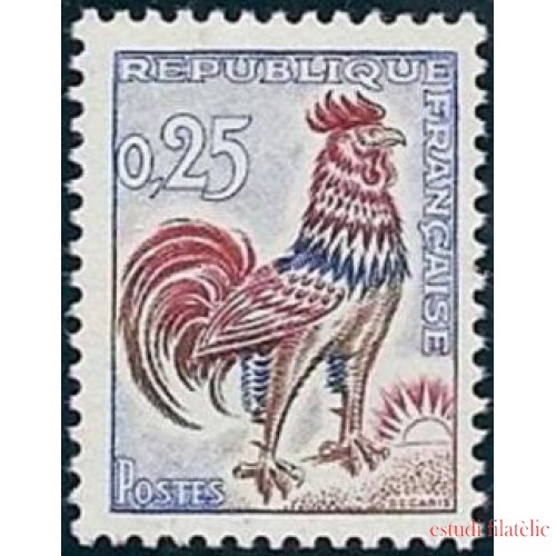 France Francia Nº 1331 1962 Gallo de Decaris Lujo
