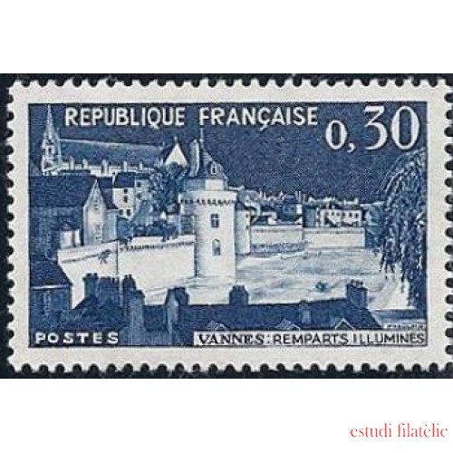 France Francia Nº 1333 1962 Murallas iluminadas de Vannes Lujo