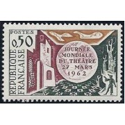 France Francia Nº 1334 1962 Día mundial del teatro Lujo