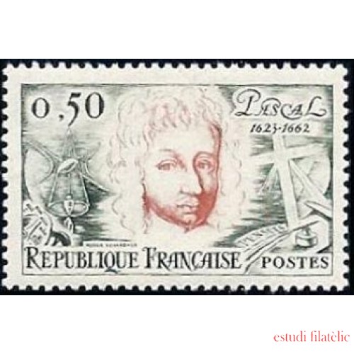France Francia Nº 1344 1962 Tricentenario de la muerte de Blaise Pascal Lujo